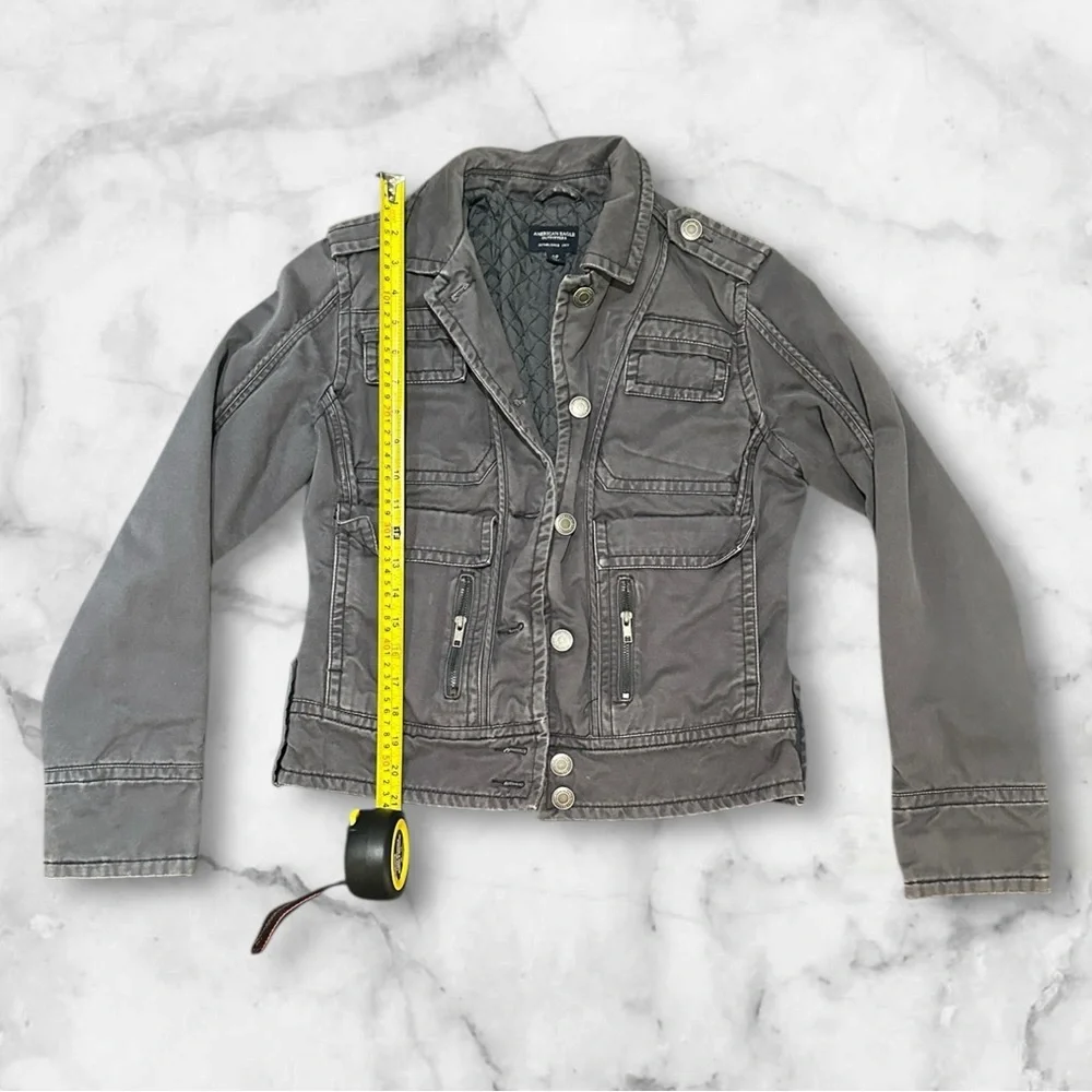 Gray Utility Military Jacket Women’s Small Lightweight Cargo Coat